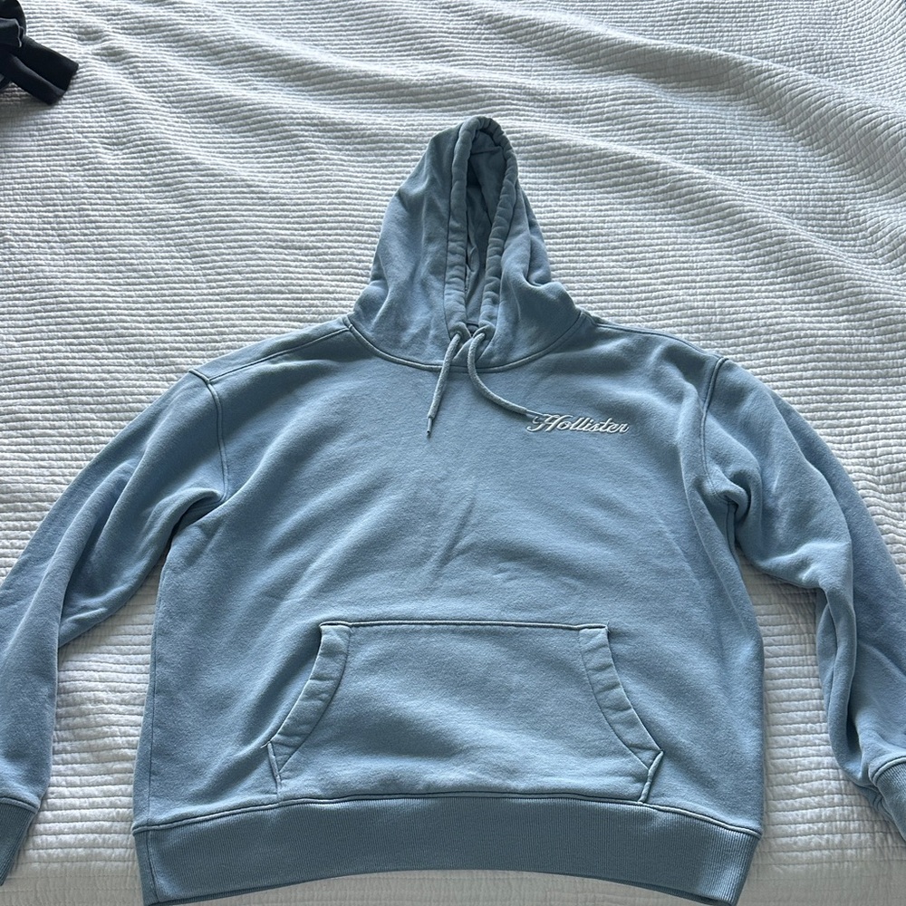 Hollister Men's Sky Blue Hoodie